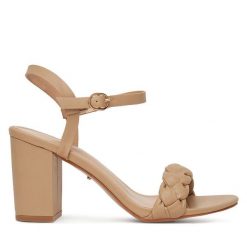 Sandały DeeZee. Brązowe sandały DeeZee, bez wzorów, bez obcasa, na słupku, bez zapięcia. Za 139.99 zł.