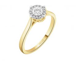 Pierścionek z żółtego i białego złota z brylantami - 0,15 ct - próba 585. Białe pierścionki Apart, z brylantem, złote. Za 3,090.00 zł.