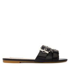 Klapki Liu Jo. Czarne klapki Liu Jo, bez wzorów, bez obcasa. Za 519.99 zł.