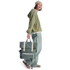 Plecak damski średniej wielkości SO FAR AWAY 15L. Zielone plecaki Roxy, bez wzorów, z bawełny. Za 259.99 zł.