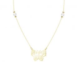 Złoty naszyjnik z perłami i cyrkonią - motyl. Żółte naszyjniki Apart, z cyrkonią, złote. Za 1,619.00 zł.