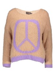 Miss goodlife Sweter w kolorze beżowo-fioletowym rozmiar: L. Brązowe swetry miss goodlife, l, bez wzorów, z wełny, bez ramiączek. Za 154.07 zł.