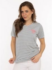 Zwillingsherz Koszulka w kolorze szaro-białym rozmiar: S. Białe bluzki Zwillingsherz, s, bez wzorów, z wiskozy, bez kołnierzyka, bez ramiączek. Za 82.99 zł.