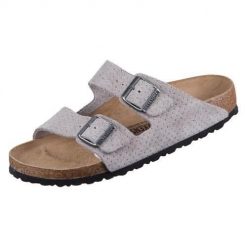 Klapki unisex Birkenstock Arizona Stone Coin. Szare klapki Birkenstock, bez wzorów, z materiału, bez obcasa. Za 769.00 zł.