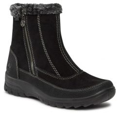 Botki Rieker. Czarne botki Rieker, bez wzorów, bez obcasa, na płaskiej podeszwie, bez zapięcia. Za 399.99 zł.