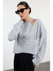 Trendyol Kardigan w kolorze jasnoszarym rozmiar: S. Szare kardigany Trendyol, s, bez wzorów. Za 91.77 zł.