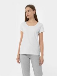 4F T-shirt regular gładki damski S. Białe t-shirty 4f, s, bez wzorów, z bawełny, bez kołnierzyka, bez ramiączek. W wyprzedaży za 39.99 zł.