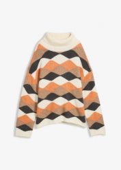 Sweter z golfem. Brązowe golfy bonprix, bez wzorów, bez ramiączek. Za 119.99 zł.