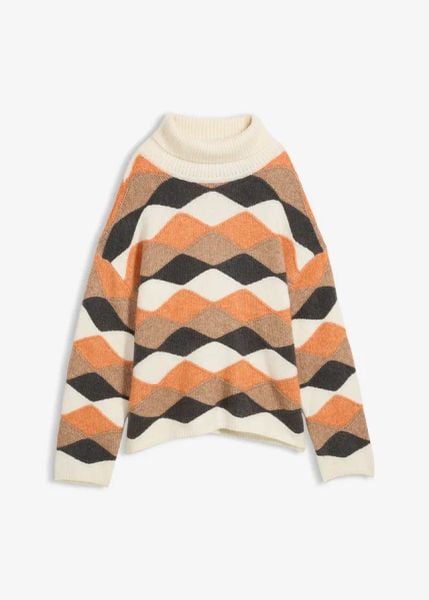 Sweter z golfem. Brązowe golfy bonprix, bez wzorów, bez ramiączek. Za 119.99 zł.