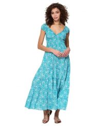 Aller Simplement Sukienka w kolorze turkusowo-białym rozmiar: 38/40. Białe sukienki Aller Simplement, bez wzorów, z bawełny, klasyczne, bez kołnierzyka, bez ramiączek, maxi. Za 86.99 zł.