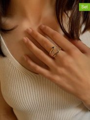 Les Petites Précieuses Pozłacane pierścionki (3 szt.) z cyrkoniami i szafirami rozmiar: 54. Niebieskie pierścionki Les Petites Précieuses, z cyrkonią, pozłacane. Za 323.50 zł.