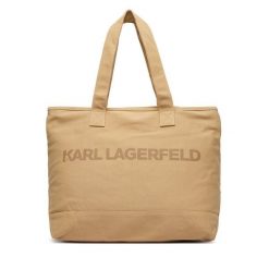 Torebka KARL LAGERFELD. Brązowe shopper KARL LAGERFELD, bez wzorów, bez dodatków. Za 389.99 zł.