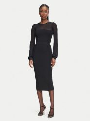 Elisabetta Franchi Sukienka dzianinowa AM-53B-67E2-V460 Czarny Slim Fit. Czarne sukienki Elisabetta Franchi, bez wzorów, z dzianiny, bez kołnierzyka, bez ramiączek. Za 1,969.00 zł.