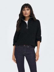 ONLY Sweter w kolorze czarnym rozmiar: L. Czarne swetry Only, l, bez wzorów, prążkowane, bez ramiączek. Za 127.65 zł.