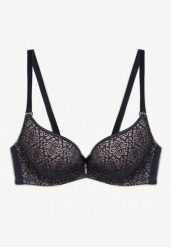 Granatowy Biustonosz Full Cup Ozdobiony Koronką i Małą Zawieszką z Cyrkonii Nedolse. Niebieskie biustonosze Renee, z aplikacjami, z jeansu. Za 29.99 zł.