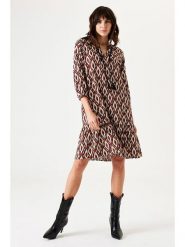 Garcia Sukienka w kolorze kremowo-czarno-czerwonym rozmiar: S. Brązowe sukienki Garcia, s, z aplikacjami, z tkaniny, bez kołnierzyka, bez ramiączek, midi, rozkloszowane. Za 126.75 zł.