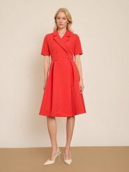 BGN Sukienka w kolorze czerwonym rozmiar: 40. Czerwone sukienki BGN, na imprezę, bez wzorów, bez kołnierzyka, bez ramiączek, midi, rozkloszowane. Za 165.99 zł.