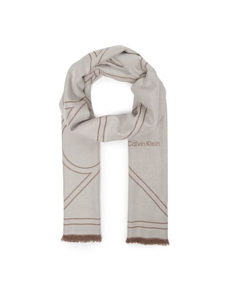 Calvin Klein Szal Emblem Repeat Lw Shawl W Fringes LV04F8074G Biały. Białe rękawiczki Calvin Klein, bez wzorów, z materiału. Za 249.99 zł.