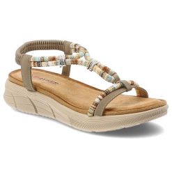 Sandały damskie Artiker, cholewka ze skóry ekologicznej cienkie paski z przodu elastyczny pasek na pięcie plecione detale, beżowe, 58C0009. Brązowe sandały Artiker, z aplikacjami, ze skóry ekologicznej, bez obcasa, na platformie, bez zapięcia. Za 169.00 zł.
