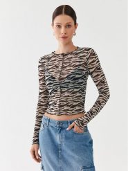 ONLY Bluzka 15315812 Beżowy Regular Fit. Brązowe bluzki Only, l, bez wzorów, z syntetyku, bez kołnierzyka, bez ramiączek. Za 59.99 zł.