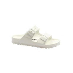 Klapki damskie Birkenstock Arizona Eva. Białe klapki Birkenstock, bez wzorów, z materiału, bez obcasa. Za 209.00 zł.