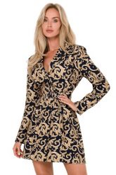 Żakietowa sukienka marynarka z paskiem i modnym nadrukiem. Marynarki i żakiety MOE, xxl, bez wzorów, eleganckie. Za 439.00 zł.
