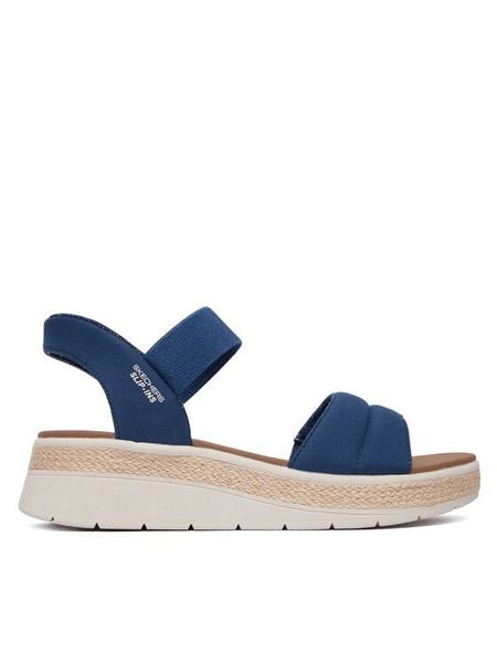 Skechers Sandały BOBS Sun Ray 114413/NVY Granatowy. Niebieskie sandały Skechers, bez wzorów, z materiału, bez obcasa, na płaskiej podeszwie, bez zapięcia. Za 189.99 zł.