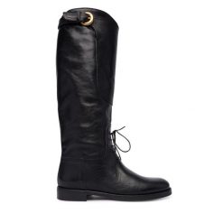 Oficerki Weekend Max Mara. Czarne kozaki Weekend Max Mara, bez obcasa, na płaskiej podeszwie, bez zapięcia. Za 2,429.00 zł.