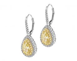 Kolczyki z białego i żółtego złota z diamentami - VS1-VS2/Fancy Light Yellow - 2,77 ct - próba 750. Białe kolczyki Apart, z diamentem, złote. Za 129,990.00 zł.