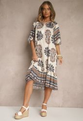 Czarna Pudełkowa Sukienka z Wiskozy w Abstrakcyjny Wzór Revirelle. Czarne sukienki Renee, na spotkanie biznesowe, na lato, l, bez wzorów, z materiału, eleganckie, bez kołnierzyka, bez ramiączek, midi. Za 49.99 zł.