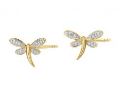 Kolczyki z żółtego złota z diamentami - ważki - 0,05 ct - próba 585. Żółte kolczyki Apart, z diamentem, złote. Za 1,990.00 zł.