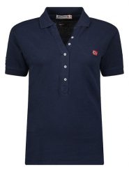 Geographical Norway Koszulka polo "Kelly" w kolorze granatowym rozmiar: L. Niebieskie koszulki polo Geographical Norway, l, bez wzorów, z bawełny, bez kołnierzyka, bez ramiączek. Za 83.42 zł.