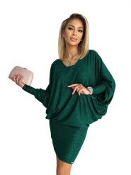 Numoco Sukienka w kolorze zielonym rozmiar: XXL/3XL. Zielone sukienki Numoco, na imprezę, xl, bez wzorów, bez kołnierzyka, bez ramiączek, mini. Za 144.58 zł.