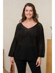 Curvy Lady Sweter w kolorze czarnym rozmiar: 48/50. Czarne swetry Curvy Lady, bez wzorów, ze splotem, bez ramiączek. Za 118.84 zł.