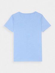4F T-shirt slim gładki damski - granatowy S. Niebieskie t-shirty 4f, s, bez wzorów, z bawełny, bez kołnierzyka, bez ramiączek. W wyprzedaży za 29.99 zł.