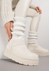 Beżowe Mocno Ocieplane Śniegowce Wsuwane na Grubej Podeszwie Oriphesi. Brązowe trapery i śniegowce Born2be, z jeansu. Za 79.99 zł.