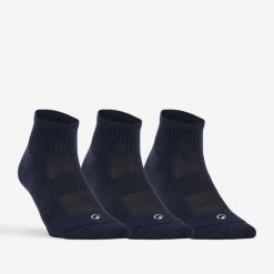 Skarpety sportowe tenis DECATHLON RS500 Mid podwyższone 3 pary. Niebieskie skarpety DECATHLON, bez wzorów, z bawełny. Za 39.99 zł.
