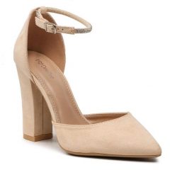 Półbuty DeeZee. Brązowe czółenka DeeZee, bez wzorów, bez obcasa, na obcasie, bez zapięcia. Za 119.99 zł.