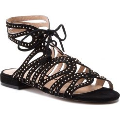 Sandały LIU JO - Sandalo Flat Ibis S18047 P0021 Black/Gold 01040. Czarne sandały Liu Jo, z aplikacjami, z materiału, bez obcasa, na obcasie, bez zapięcia. W wyprzedaży za 479.00 zł.