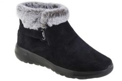 Buty zimowe damskie, Skechers On The Go Joy - First Glance. Czarne trekkingi Skechers, z materiału, przed kolano, trekkingowe. Za 299.99 zł.