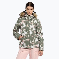 Kurtka snowboardowa damska ROXY Jet Ski. Zielone kurtki narciarskie Roxy, s, bez wzorów, bez kaptura, snowboardowy. W wyprzedaży za 624.65 zł.