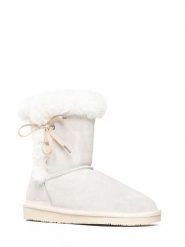 NICEBAY Skórzane botki zimowe "Blissa" w kolorze białym rozmiar: 39. Białe botki NICEBAY, na zimę, bez wzorów, z materiału, bez obcasa, bez zapięcia. Za 217.99 zł.
