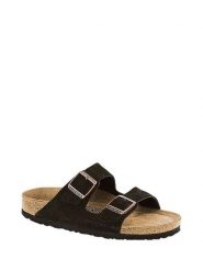 Birkenstock Skórzane klapki "Arizona" w kolorze brązowym rozmiar: 39. Brązowe klapki Birkenstock, bez wzorów, z otwartym noskiem, bez obcasa. Za 371.59 zł.