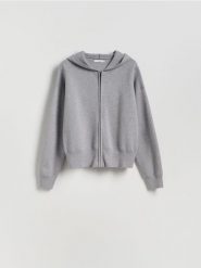 Rozpinany sweter z kapturem - szary. Szare kardigany Reserved, l, bez wzorów, z dzianiny. Za 139.99 zł.