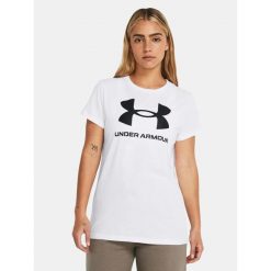 Koszulka fitness damska UNDER ARMOUR 1356305 z krótkim rękawem. Białe koszulki sportowe Under Armour, bez wzorów, bez ramiączek, na fitness i siłownię. Za 63.99 zł.