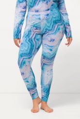 Damskie Funkcyjne legginsy narciarskie wzór marmurkowy z recyklingu. Niebieskie legginsy Ulla Popken, plus size, bez wzorów, z elastanu. Za 223.99 zł.