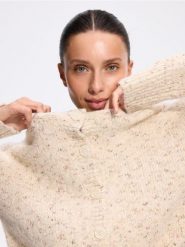 Kardigan z domieszką wełny - kremowy. Białe kardigany Reserved, l, bez wzorów, z bawełny. Za 139.99 zł.