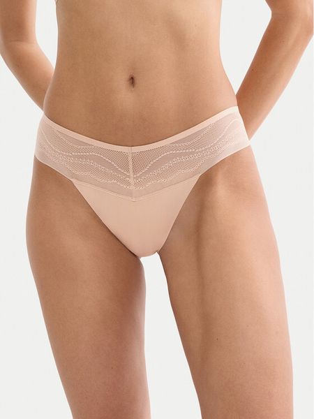 Triumph Stringi Breathe & Lift Smart 10226446 Beżowy. Brązowe stringi Triumph, bez wzorów, z syntetyku. Za 79.99 zł.