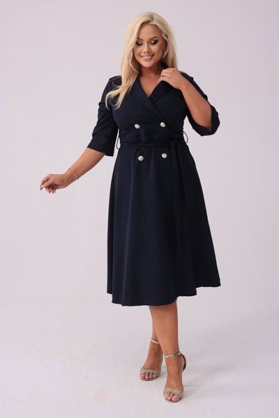 Elegancka granatowa żakietowa sukienka Marietta XXL OVERSIZE JESIEŃ. Żółte sukienki Moda Size Plus Iwanek, do pracy, na jesień, l, bez wzorów, z elastanu, biznesowe, bez kołnierzyka, bez ramiączek, mini, oversize. Za 325.00 zł.