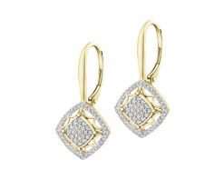Kolczyki z żółtego złota z diamentami - 0,32 ct - próba 585. Żółte kolczyki Apart, z diamentem, złote. Za 4,090.00 zł.